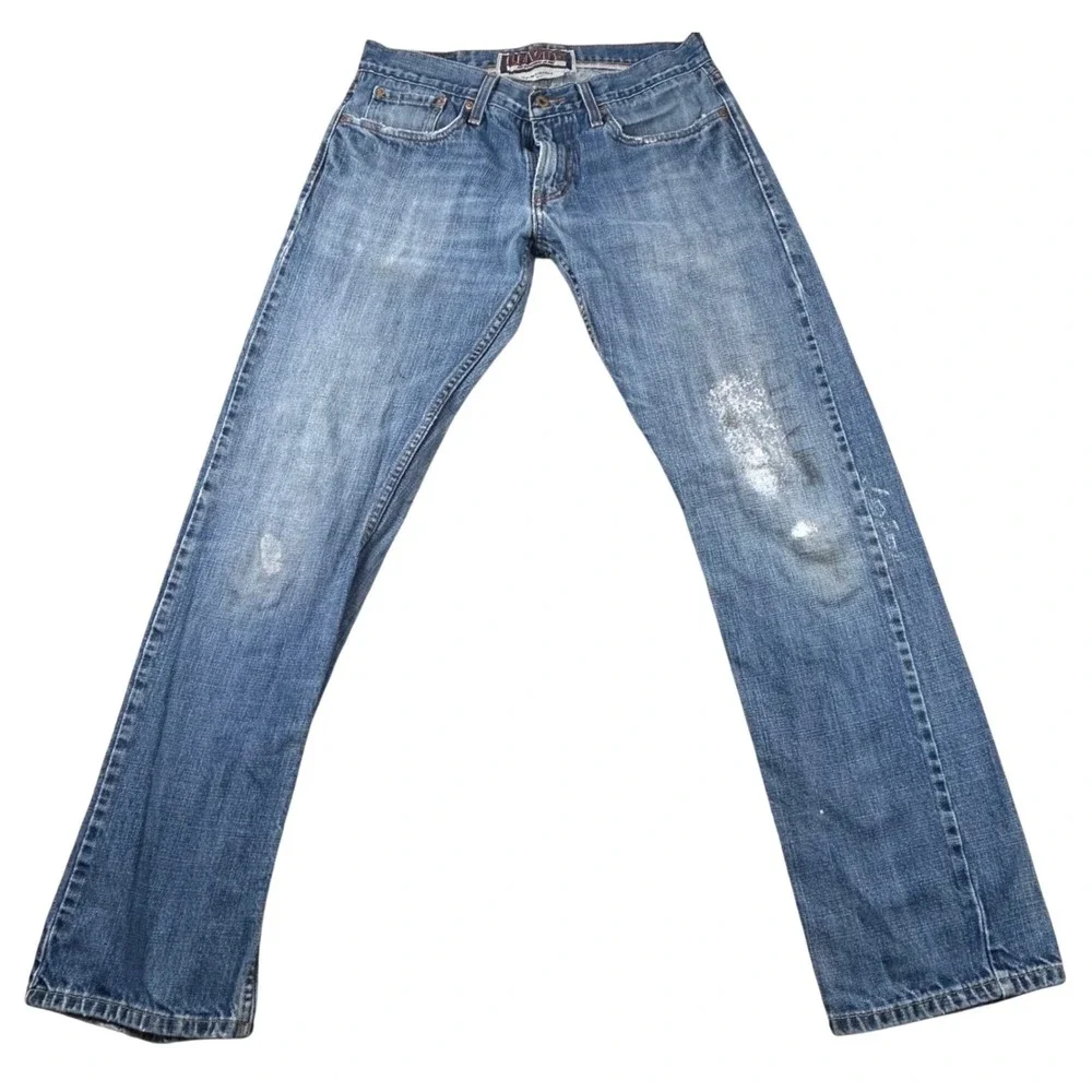 Levis 514 Slim Straight Jeans Mens 32x34 Denim Distressed Workwear 100 Cotton